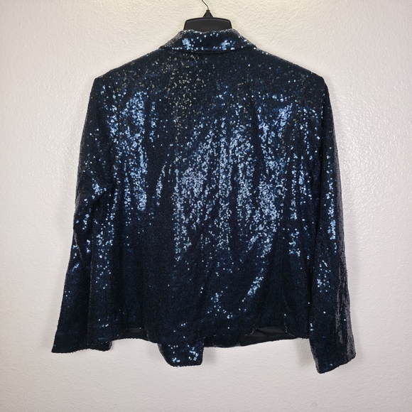 Colleen Lopez Women's Luxe Sequin Moto Jacket Blue Size 1X - Picture 2 of 6